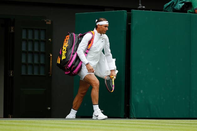 6th July 2022, All England Lawn Tennis and Croquet Club, London, England; Wimbledon Tennis tournament; Rafael Nadal (ESP) arrives on centre court to play against Taylor Fritz (USA)  ActionPlus12405451 JohnxPatrickxFletcher