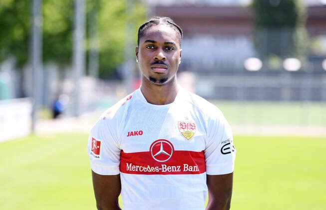 FOOTBALL 1 FEDERAL LEAGUE SEASON 2022 2023 05 07 2022 Photo session at VfB Stuttgart training ground Maxime Awoudja