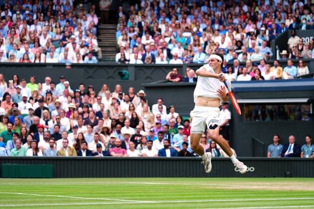 Mandatory Credit: Photo by Javier Garcia Shutterstock (13018042kf) Taylor Fritz during his quarter-final match Wimbledon Tennis Championships, Day 10, The All England Lawn Tennis and Croquet Club, London, UK - 06 Jul 2022 Wimbledon Tennis Championships, Day 10, The All England Lawn Tennis and Croquet Club, London, UK - 06 Jul 2022  Copyright: xJavierxGarcia Shutterstockx 13018042kf