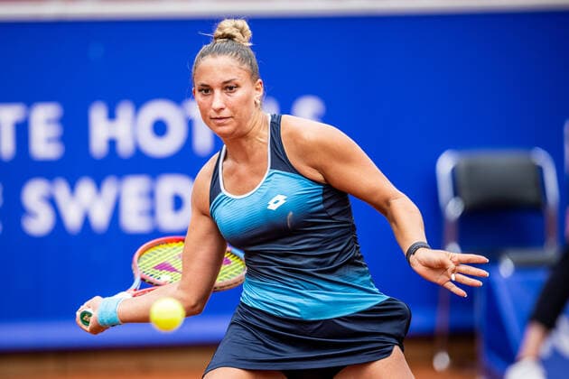 220707 Panna Udvardy, Ungern, under dag 4 av WTA Nordea Open den July 7, 2022 in Bastad,  Copyright: CHRISTOFFERxBORGxMATTISSON BB220707CB002