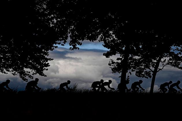 The pack of riders pictured in action during stage six of the Tour de France cycling race, a 220 km race from Binche, Belgium, to Longwy, France, on Thursday 07 July 2022. This year s Tour de France takes place from 01 to 24 July 2022. POOL - UK OUT JASPERxJACOBS  x37087359x