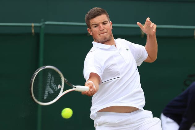 Tennis Wimbledon Tag 10 6. Juli 2022 Tennis Wimbledon Tag 10 Mili Poljicak CRO in Aktion gegen Kilian Feldbausch SUI in ihrem Jungen-Einzel-Viertelfinale Foto Simon Stacpoole Abseits London UK  Copyright: xSimonxStacpoolexOffside