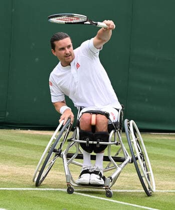 Tennis Championships - Week One - Day Eleven - All England Lawn Tennis Club, Wimbledon - Thursday 7th July 2022 Mens Wheelchair Singles. Gordon Reid (GBR) v Alfie Hewett (GBR) Gordon Reid 