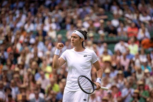 Mandatory Credit: Photo by Ella Ling Shutterstock (13018045b) Ons Jabeur during her semi final match Wimbledon Tennis Championships, Day 11, The All England Lawn Tennis and Croquet Club, London, UK - 07 Jul 2022 Wimbledon Tennis Championships, Day 11, The All England Lawn Tennis and Croquet Club, London, UK - 07 Jul 2022  Copyright: xEllaxLing Shutterstockx 13018045b