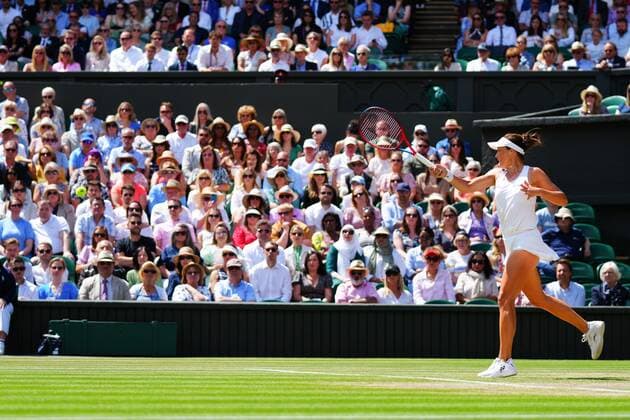 Mandatory Credit: Photo by Javier Garcia Shutterstock (13018047ab) Tatjana Maria during her semi final match Wimbledon Tennis Championships, Day 11, The All England Lawn Tennis and Croquet Club, London, UK - 07 Jul 2022 Wimbledon Tennis Championships, Day 11, The All England Lawn Tennis and Croquet Club, London, UK - 07 Jul 2022  Copyright: xJavierxGarcia Shutterstockx 13018047ab