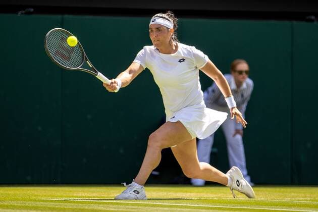 Mandatory Credit: Photo by Ella Ling Shutterstock (13018045x) Ons Jabeur during her semi final match Wimbledon Tennis Championships, Day 11, The All England Lawn Tennis and Croquet Club, London, UK - 07 Jul 2022 Wimbledon Tennis Championships, Day 11, The All England Lawn Tennis and Croquet Club, London, UK - 07 Jul 2022  Copyright: xEllaxLing Shutterstockx 13018045x