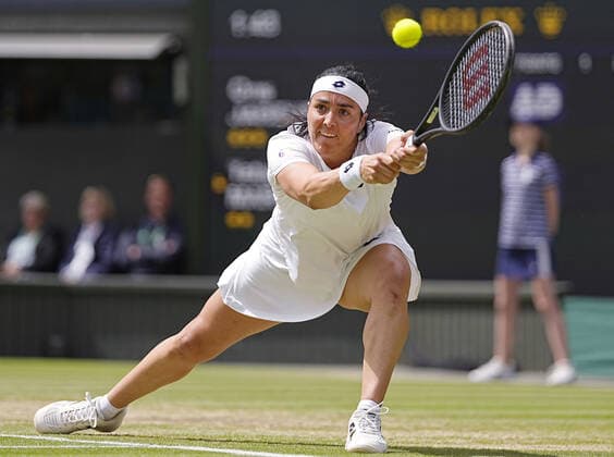 Tennis: Wimbledon championships Ons Jabeur of Tunisia plays against Tatjana Maria of Germany in a women s singles semifinal match at the Wimbledon tennis championships in London on July 7, 2022.  A14AA0001311495P