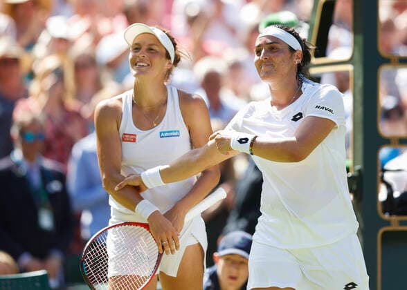 Winner Ons Jabeur praises her opponent Tatjana Maria Tennis Wimbledon 2022 Grand Slam ITF ATP WTA AELTC London Great Britain 7 July 2022 Copyright: xJuergenxHasenkopfx