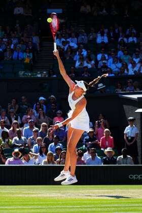 Mandatory Credit: Photo by Javier Garcia Shutterstock (13018047bm) Elena Rybakina during her semi final match Wimbledon Tennis Championships, Day 11, The All England Lawn Tennis and Croquet Club, London, UK - 07 Jul 2022 Wimbledon Tennis Championships, Day 11, The All England Lawn Tennis and Croquet Club, London, UK - 07 Jul 2022  Copyright: xJavierxGarcia Shutterstockx 13018047bm