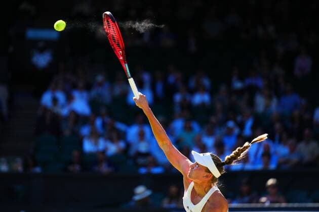 Mandatory Credit: Photo by Javier Garcia Shutterstock (13018047br) Elena Rybakina during her semi final match Wimbledon Tennis Championships, Day 11, The All England Lawn Tennis and Croquet Club, London, UK - 07 Jul 2022 Wimbledon Tennis Championships, Day 11, The All England Lawn Tennis and Croquet Club, London, UK - 07 Jul 2022  Copyright: xJavierxGarcia Shutterstockx 13018047br