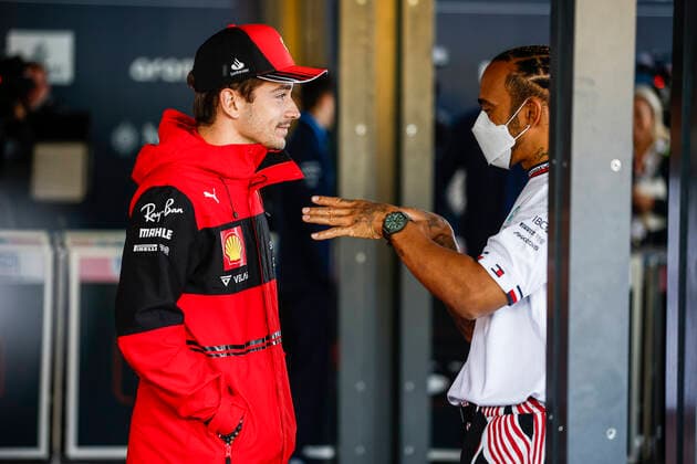 16 Charles Leclerc MCO, Scuderia Ferrari , 44 Lewis Hamilton GBR, Mercedes AMG Petronas F1 Team , F1 Grand Prix of Austria at Red Bull Ring on July 7, 2022 in Spielberg, Austria Photo by HOCH ZWEI Spielberg Austria