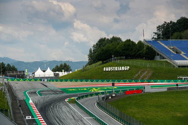 illustration, track, piste, first corner during the Formula 1 Rolex Grosser Preis Von Osterreich 2022, 2022 Austrian Grand Prix, 11th round of the 2022 FIA Formula One World Championship, WM, Weltmeisterschaft from July 8 to 10, 2022 on the Red Bull Ring, in Spielberg, Austria - F1 - AUSTRIAN GRAND PRIX 2022 DPPI Panoramic 00122026__V2_8862