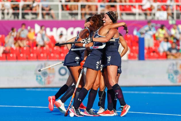 July 7, 2022, TERRASSA, BARCELONA, SPAIN: Maria Forcherio of Argentina celebrates a goal during the FIH Hockey Women s World Cup 2022, Pool C, hockey match played between Argentina v Canada at Estadi Olimpic on July 06, 2022, in Terrassa, Barcelona, Spain. TERRASSA SPAIN - ZUMAa181 20220707_zaa_a181_016 Copyright: xIrinaxR.xHx