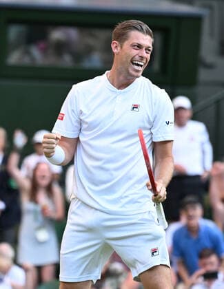 Tennis Championships - Week One - Day Eleven - All England Lawn Tennis Club, Wimbledon - Thursday 7th July 2022 Mixed Doubles Final - Centre Court Neal Skupski (GBR) and Desirae Krawczyk (USA) v Matthew Ebden and Samantha Sposur (AUS) Neal Skupski (GBR) celebrates winning the match 