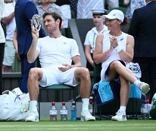 Tennis Championships - Week One - Day Eleven - All England Lawn Tennis Club, Wimbledon - Thursday 7th July 2022 Mixed Doubles Final - Centre Court Neal Skupski (GBR) and Desirae Krawczyk (USA) v Matthew Ebden and Samantha Sposur (AUS) Matthew Ebden and Samantha Sposur (AUS) after defeat 