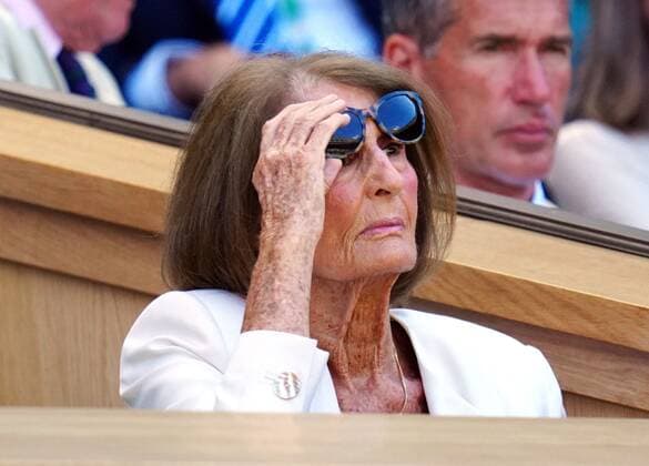 Mandatory Credit: Photo by Javier Garcia Shutterstock (13018051af) Annabel Goldsmith in the Royal Box on Centre Court Wimbledon Tennis Championships, Day 12, The All England Lawn Tennis and Croquet Club, London, UK - 08 Jul 2022 Wimbledon Tennis Championships, Day 12, The All England Lawn Tennis and Croquet Club, London, UK - 08 Jul 2022  Copyright: xJavierxGarcia Shutterstockx 13018051af