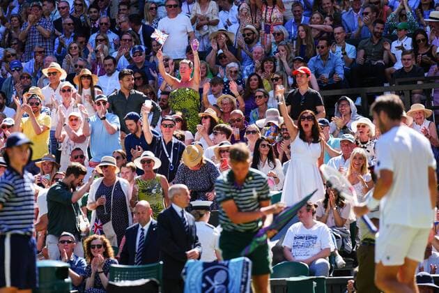 Mandatory Credit: Photo by Javier Garcia Shutterstock (13018051ci) Centre Court celebrate after Cameron Norrie breaks serve during his semi-final match Wimbledon Tennis Championships, Day 12, The All England Lawn Tennis and Croquet Club, London, UK - 08 Jul 2022 Wimbledon Tennis Championships, Day 12, The All England Lawn Tennis and Croquet Club, London, UK - 08 Jul 2022  Copyright: xJavierxGarcia Shutterstockx 13018051ci