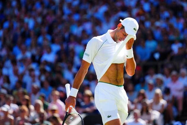 Mandatory Credit: Photo by Javier Garcia Shutterstock (13018051dt) Novak Djokovic during his semi-final match Wimbledon Tennis Championships, Day 12, The All England Lawn Tennis and Croquet Club, London, UK - 08 Jul 2022 Wimbledon Tennis Championships, Day 12, The All England Lawn Tennis and Croquet Club, London, UK - 08 Jul 2022  Copyright: xJavierxGarcia Shutterstockx 13018051dt