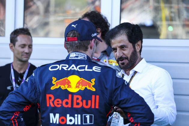 VERSTAPPEN Max (ned), Red Bull Racing RB18, portrait, celebrating his pole position with BEN SULAYEM Mohammed (uae), President of the FIA during the Formula 1 Rolex Grosser Preis Von Osterreich 2022, 2022 Austrian Grand Prix, 11th round of the 2022 FIA Formula One World Championship, WM, Weltmeisterschaft from July 8 to 10, 2022 on the Red Bull Ring, in Spielberg, Austria - F1 - AUSTRIAN GRAND PRIX 2022 DPPI Panoramic AV6_4941