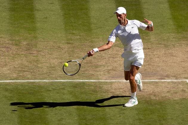 Mandatory Credit: Photo by Ella Ling Shutterstock (13018049bs) Novak Djokovic during his semi-final match Wimbledon Tennis Championships, Day 12, The All England Lawn Tennis and Croquet Club, London, UK - 08 Jul 2022 Wimbledon Tennis Championships, Day 12, The All England Lawn Tennis and Croquet Club, London, UK - 08 Jul 2022  Copyright: xEllaxLing Shutterstockx 13018049bs