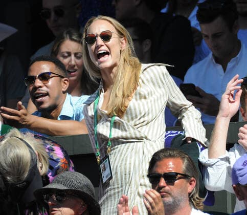 Tennis Championships - Week Two - Day Twelve - All England Lawn Tennis Club, Wimbledon - Friday 8th July 2022 Mens Semi Final. Centre Court Novak Djokovic (SRB) v Cameron Norrie (GBR) Cameron Norrie™s Girlfriend, Louise Jacobi shouts from the players box 