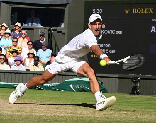 Tennis Championships - Week Two - Day Twelve - All England Lawn Tennis Club, Wimbledon - Friday 8th July 2022 Mens Semi Final. Centre Court Novak Djokovic (SRB) v Cameron Norrie (GBR) Novak Djokovic of Serbia 