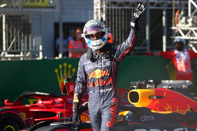 F1 Gran Prix of Austria Max Verstappen of Red Bull Racing celebrates at the end of qualifying for the F1 Grand Prix of Austria 2022. Spielberg Red Bull Ring Austria Copyright: xBasilex