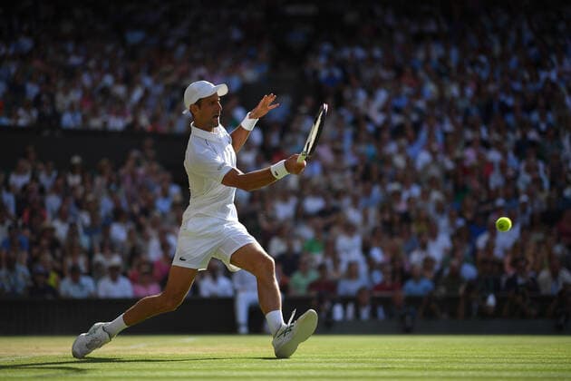 Novak Djokovic (Ser) defeated Cameron Norrie (GB) in the semi finals of Wimbledon TENNIS : Wimbledon 2022 : 08 07 2022 AntoineCouvercelle Panoramic 