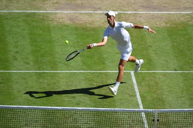 Novak Djokovic (Ser) defeated Cameron Norrie (GB) in the semi finals of Wimbledon TENNIS : Wimbledon 2022 : 08 07 2022 AntoineCouvercelle Panoramic 