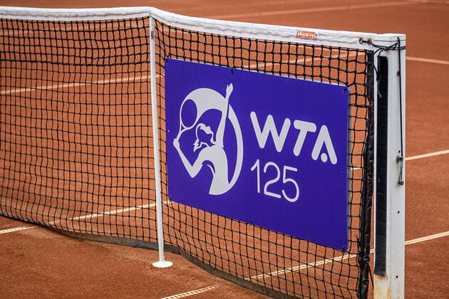220709 A sign with the WTA 125 logo online during day 6 of the WTA Nordea Open on July 9, 2022 in Bastad,  Copyright: CHRISTOFFERxBORGxMATTISSON BB220709CB001