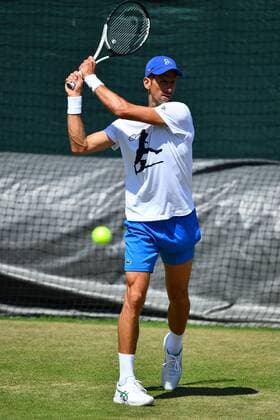 Mandatory Credit: Photo by James Veysey Shutterstock (13018056h) Novak Djokovic practicing Wimbledon Tennis Championships, Day 13, The All England Lawn Tennis and Croquet Club, London, UK - 09 Jul 2022 Wimbledon Tennis Championships, Day 13, The All England Lawn Tennis and Croquet Club, London, UK - 09 Jul 2022  Copyright: xJamesxVeysey Shutterstockx 13018056h