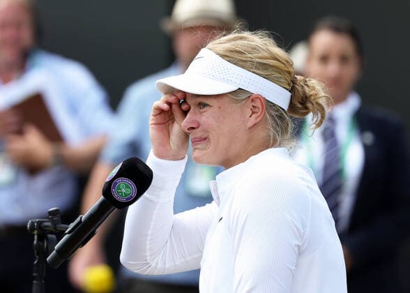 9th July 2022, All England Lawn Tennis and Croquet Club, London, England; Wimbledon Tennis tournament, ladies wheelchair singles final; Diede de Groot (NED) crying after winning the Ladies Wheelchair Singles final against Yui Kamiji (JPN)  ActionPlus12406602 JohnxPatrickxFletcher