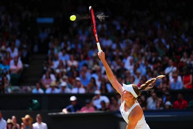 Mandatory Credit: Photo by Javier Garcia Shutterstock (13018057ax) Elena Rybakina during the Ladies Singles Final Wimbledon Tennis Championships, Day 13, The All England Lawn Tennis and Croquet Club, London, UK - 09 Jul 2022 Wimbledon Tennis Championships, Day 13, The All England Lawn Tennis and Croquet Club, London, UK - 09 Jul 2022  Copyright: xJavierxGarcia Shutterstockx 13018057ax