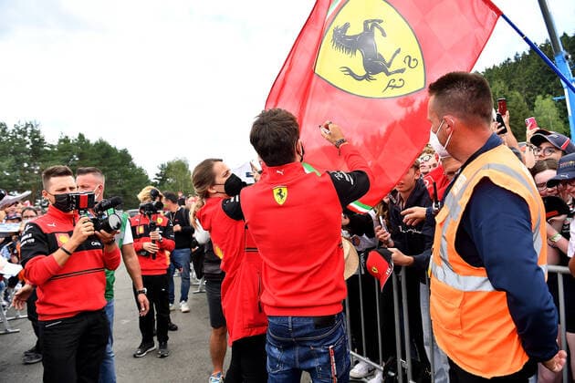 09 07 2022, Red Bull Ring , Spielberg, Formula 1 BWT Austrian Grand Prix 2022 , in picture Charles Leclerc MCO , Scuderia Ferrari signs autographs to fans Photo EU Images Spielberg Red Bull Ring Styria Austria  eu-images-506