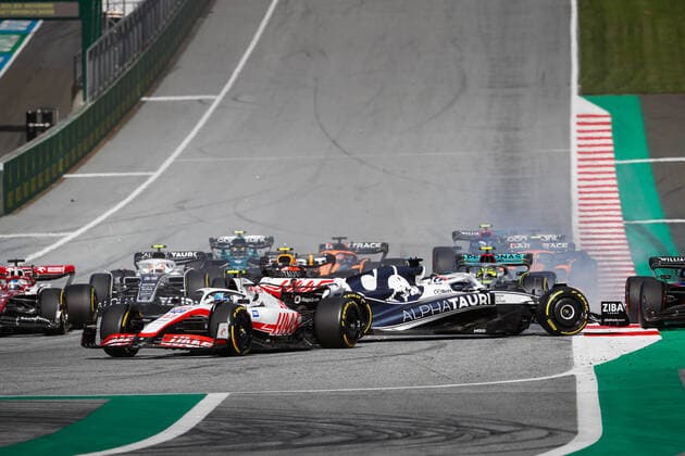 start of the race, depart, 47 SCHUMACHER Mick (ger), Haas F1 Team VF-22 Ferrari, 10 GASLY Pierre (fra), Scuderia AlphaTauri AT03, action during the Formula 1 Rolex Grosser Preis Von Osterreich 2022, 2022 Austrian Grand Prix, 11th round of the 2022 FIA Formula One World Championship, WM, Weltmeisterschaft from July 8 to 10, 2022 on the Red Bull Ring, in Spielberg, Austria - F1 - AUSTRIAN GRAND PRIX 2022 DPPI Panoramic 00122026__V2_0786
