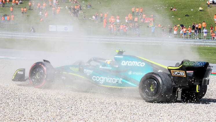FORMULA 1 - GP of Austria 2022 SPIELBERG,AUSTRIA,09.JUL.22 - MOTORSPORTS, FORMULA 1 - Grand Prix of Austria, Red Bull Ring, sprint race. Image shows Sebastian Vettel (GER Aston Martin). Keywords: crash.  GEPAxpictures xMarioxBuehner