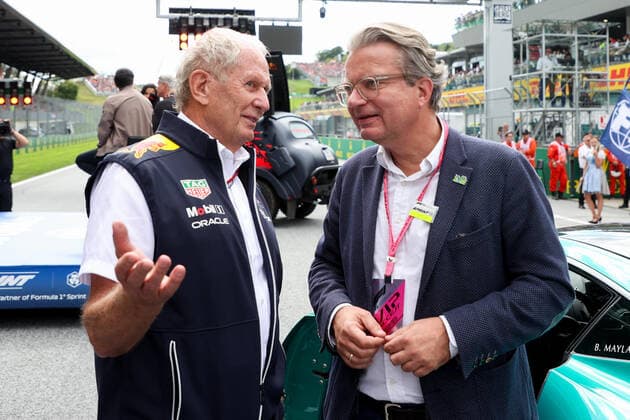FORMULA 1 - GP of Austria 2022 SPIELBERG,AUSTRIA,09.JUL.22 - MOTORSPORTS, FORMULA 1 - Grand Prix of Austria, Red Bull Ring, sprint race. Image shows motorsport consultant Helmut Marko (Red Bull) and governor Christopher Drexler (Styria).  GEPAxpictures xChristianxWalgram