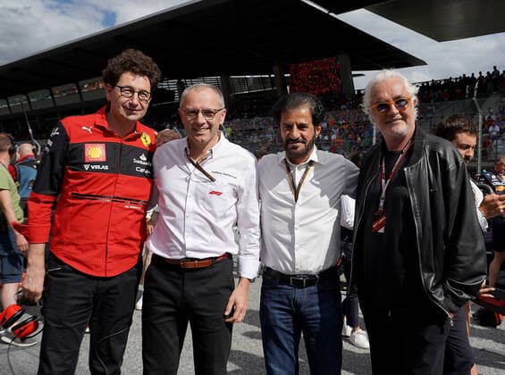 Formula 1 BWT Austrian Grand Prix 2022 09 07 2022, Red Bull Ring , Spielberg, Formula 1 BWT Austrian Grand Prix 2022 , in picture Team Principal Mattia Binotto Scuderia Ferrari Mission Winnow , Formula 1 Chief Stefano Domenicali, FIA President Mohammed bin Sulayem, Flavio Briatore nordphotoxGmbHx xBratic nph00250