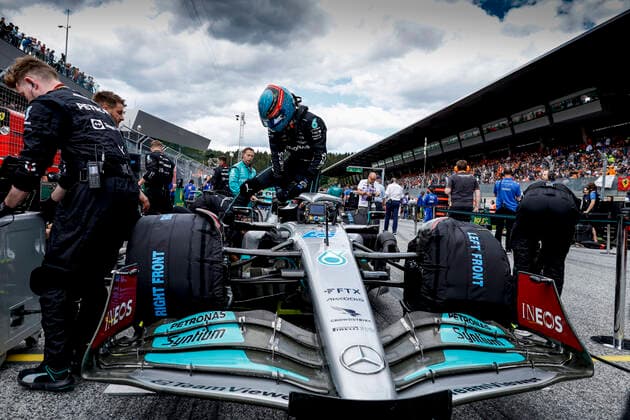 63 George Russell GBR, Mercedes AMG Petronas F1 Team , F1 Grand Prix of Austria at Red Bull Ring on July 9, 2022 in Spielberg, Austria Photo by HOCH ZWEI Spielberg Austria