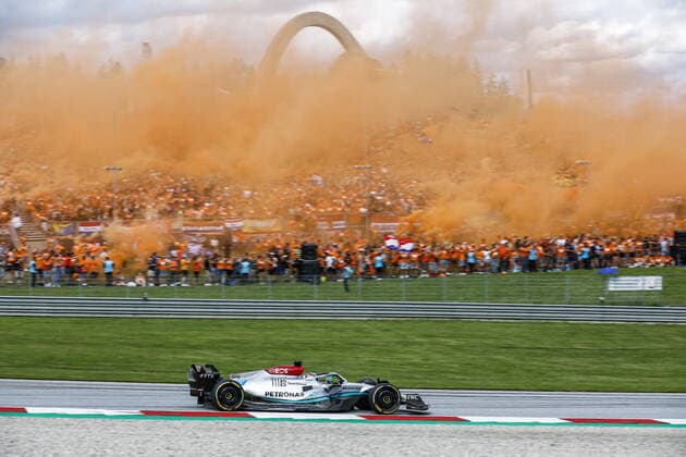 63 RUSSELL George (gbr), Mercedes AMG F1 Team W13, action during the Formula 1 Rolex Grosser Preis Von Osterreich 2022, 2022 Austrian Grand Prix, 11th round of the 2022 FIA Formula One World Championship, WM, Weltmeisterschaft from July 8 to 10, 2022 on the Red Bull Ring, in Spielberg, Austria - F1 - AUSTRIAN GRAND PRIX 2022 DPPI Panoramic  00122026__R3_2164