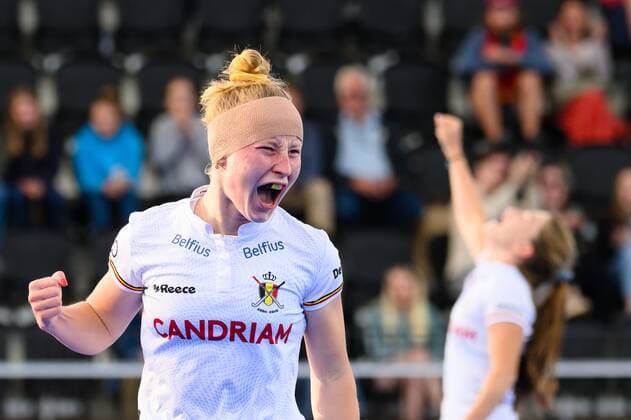 Sport Themen der Woche KW27 Sport Bilder des Tages AMSTELVEEN, 09-07-2022, Wagener Stadion, FIH Hockey Women s World Cup Spain & Netherlands 2022. Charlotte Englebert scores again and celebrates during the game Belgium - Chile. Belgium - Chile  x17367893x Copyright:
