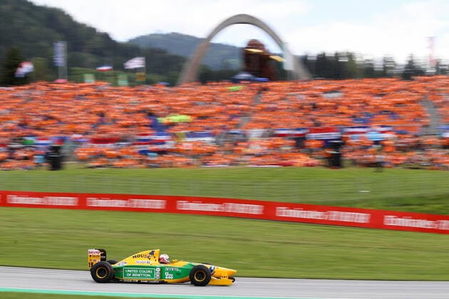 FORMULA 1 - GP of Austria 2022 SPIELBERG,AUSTRIA,10.JUL.22 - MOTORSPORTS, FORMULA 1 - FIA Formula 3, Grand Prix of Austria, Red Bull Ring, Red Bull Legends Parade. Image shows Martin Brundle in a Benetton B192.  GEPAxpictures xChristianxWalgram