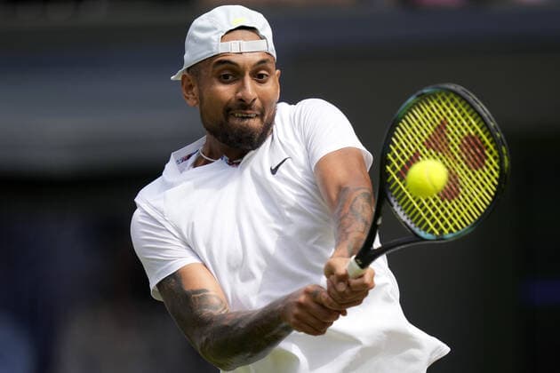 Mandatory Credit: Photo by Dave Shopland Shutterstock (13018058cg) Nick Kyrgios during the Men s Singles Final Wimbledon Tennis Championships, Day 14, The All England Lawn Tennis and Croquet Club, London, UK - 10 Jul 2022 Wimbledon Tennis Championships, Day 14, The All England Lawn Tennis and Croquet Club, London, UK - 10 Jul 2022  Copyright: xDavexShopland Shutterstockx 13018058cg