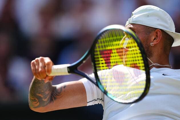 Mandatory Credit: Photo by Javier Garcia Shutterstock (13018062dd) Nick Kyrgios during the Men s Singles Final Wimbledon Tennis Championships, Day 14, The All England Lawn Tennis and Croquet Club, London, UK - 10 Jul 2022 Wimbledon Tennis Championships, Day 14, The All England Lawn Tennis and Croquet Club, London, UK - 10 Jul 2022  Copyright: xJavierxGarcia Shutterstockx 13018062dd