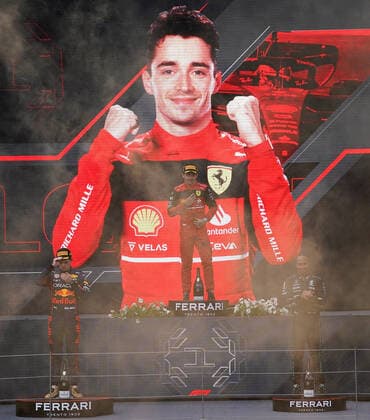 Formula 1 BWT Austrian Grand Prix 2022 10 07 2022, Red Bull Ring , Spielberg, Formula 1 BWT Austrian Grand Prix 2022 , in picture winner Charles Leclerc MCO , Scuderia Ferrari, 2 place for Max Verstappen NEL , Oracle Red Bull Racing, 3 place for Lewis Hamilton GBR , Mercedes AMG Petronas Formula One Team nordphotoxGmbHx xBratic nph00250