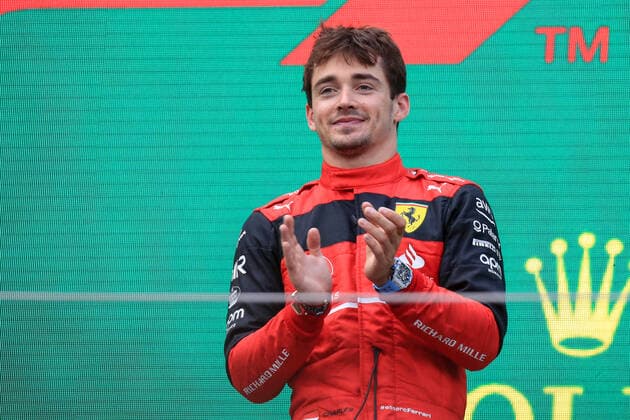 FORMULA 1 - GP of Austria 2022 SPIELBERG,AUSTRIA,10.JUL.22 - MOTORSPORTS, FORMULA 1 - Grand Prix of Austria, Red Bull Ring. Image shows the rejoicing of Charles Leclerc (MON Ferrari).  GEPAxpictures xMarioxBuehner