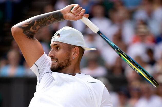 Mandatory Credit: Photo by Ella Ling Shutterstock (13018059cm) Nick Kyrgios during the Men s Singles Final Wimbledon Tennis Championships, Day 14, The All England Lawn Tennis and Croquet Club, London, UK - 10 Jul 2022 Wimbledon Tennis Championships, Day 14, The All England Lawn Tennis and Croquet Club, London, UK - 10 Jul 2022  Copyright: xEllaxLing Shutterstockx 13018059cm