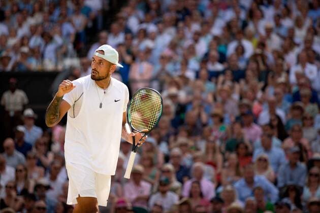 Mandatory Credit: Photo by Ella Ling Shutterstock (13018059cy) Nick Kyrgios during the Men s Singles Final Wimbledon Tennis Championships, Day 14, The All England Lawn Tennis and Croquet Club, London, UK - 10 Jul 2022 Wimbledon Tennis Championships, Day 14, The All England Lawn Tennis and Croquet Club, London, UK - 10 Jul 2022  Copyright: xEllaxLing Shutterstockx 13018059cy