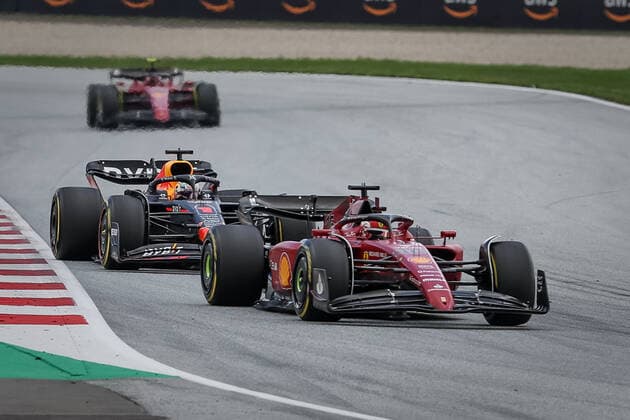 FORMULA 1 - GP of Austria 2022 SPIELBERG,AUSTRIA,10.JUL.22 - MOTORSPORTS, FORMULA 1 - Grand Prix of Austria, Red Bull Ring. Image shows Charles Leclerc (MCO Ferrari) and Max Verstappen (NED Red Bull Racing).  GEPAxpictures xManfredxBinder