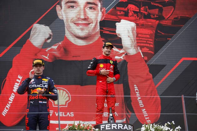 1 Max Verstappen NLD, Oracle Red Bull Racing , 16 Charles Leclerc MCO, Scuderia Ferrari , F1 Grand Prix of Austria at Red Bull Ring on July 10, 2022 in Spielberg, Austria Photo by HOCH ZWEI Spielberg Austria